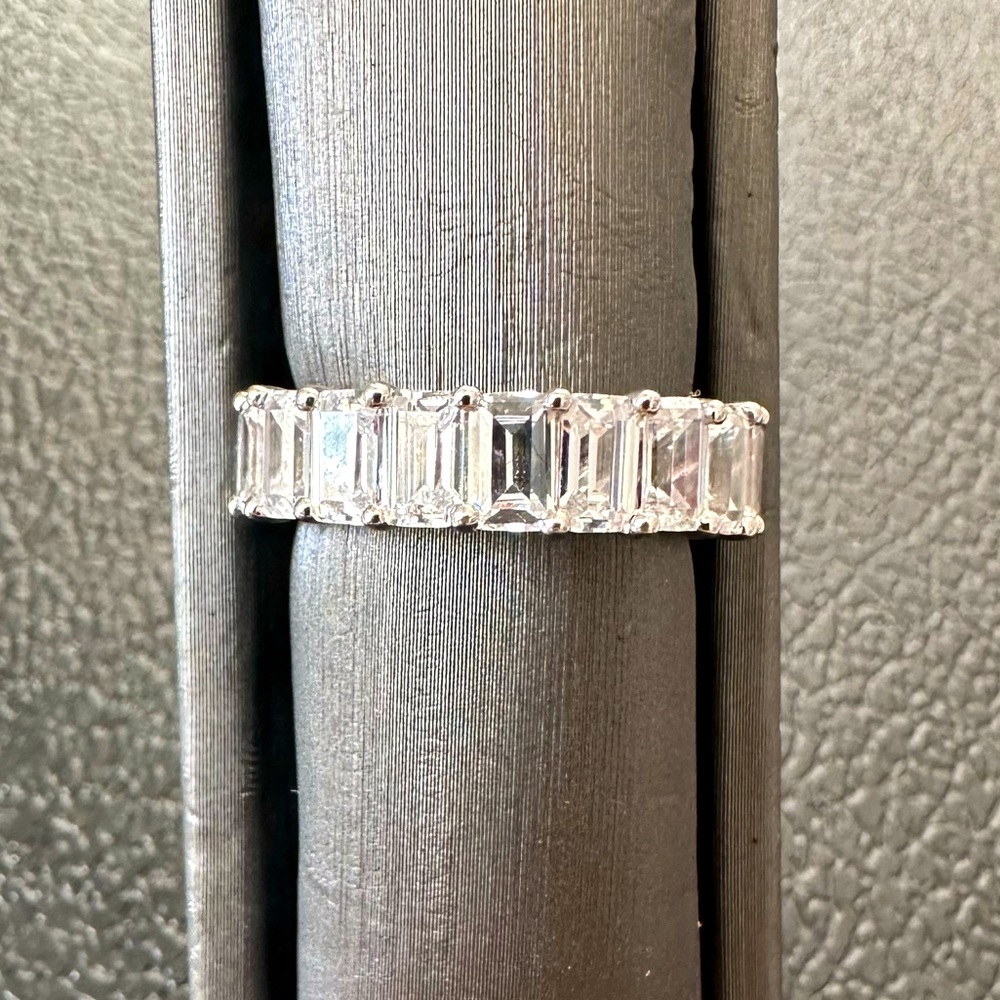 Silver and CZ emerald cut eternity band
